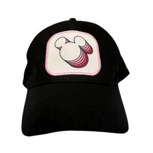 Disney Mickey Mouse Baseball Hat Black White Patch Embroidery - Adjustable Cap